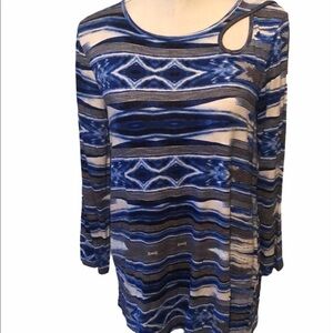 Peck& Peck peek a boo top, blue stripe, small